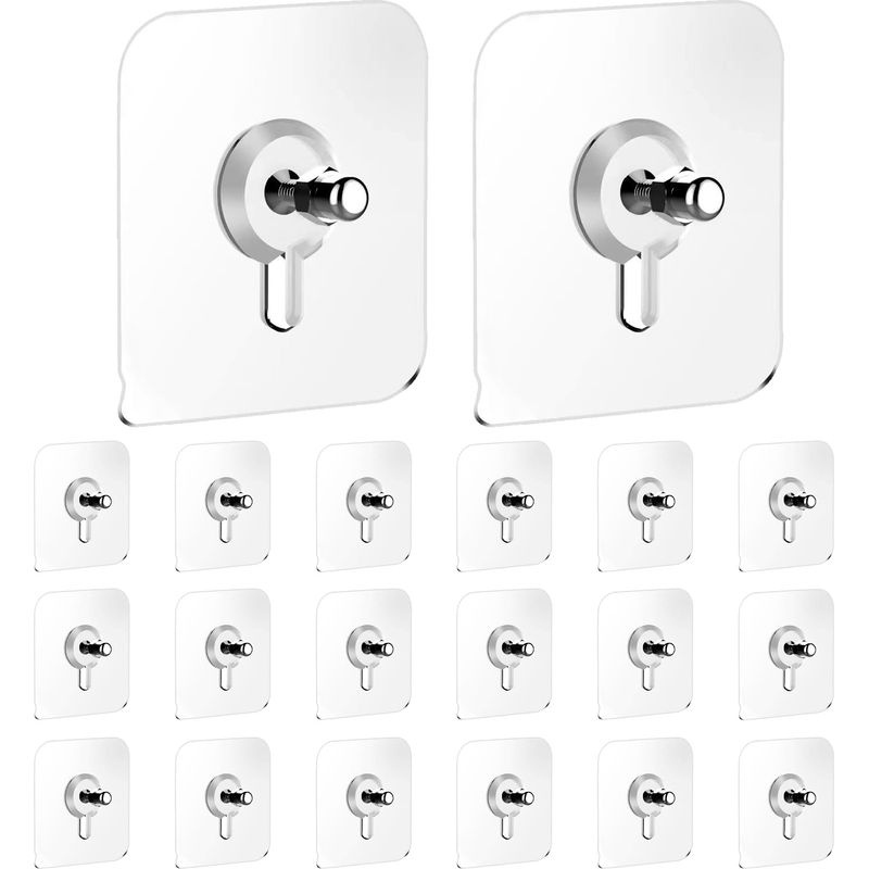 20 Stück Bilderaufhänger Ohne Bohren, Klebende Rahmenhalter Haken, Transparente Wandbefestigung Für Rahmen, Poster, Fotos, Dekorative (transparent)