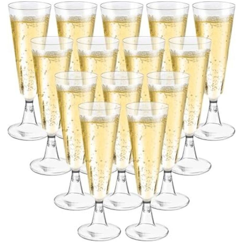 50 Stück Champagnerflöten Transparent, Elegante Wiederverwendbare Plastik-champagnergläser, 160 Ml Becher Für Bier, Wein Und Cocktails Für Partys, Hochzeiten, Weihnachten