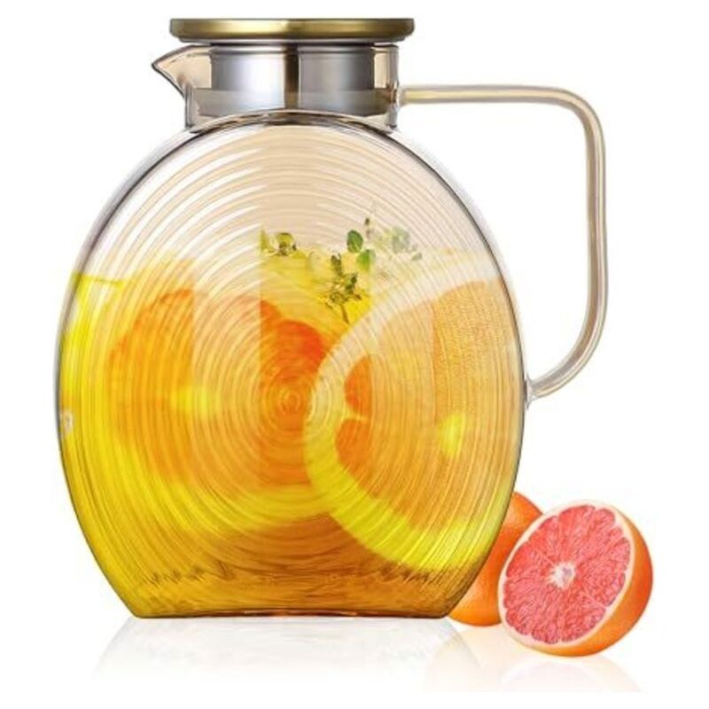 Borosilikatglas-wasserkaraffe, 2,5 Liter, Mit Deckel, Glaskaraffe Mit Fruchtinfuser, Krug Für Heißes/kaltes Wasser, Eistee, 2,2-liter-wasserkaraffe, Krug Für Eistee
