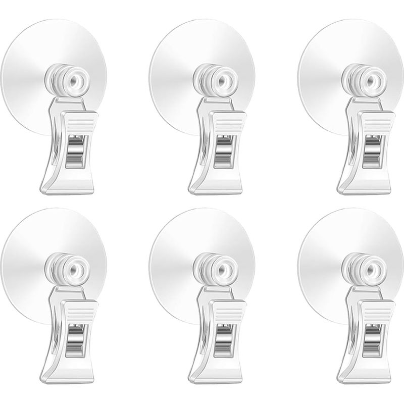 6 Stück Transparente Saugnapf-clips – Saughaken Mit Klemme – Halterung Für Glas, Fenster, Aquarium