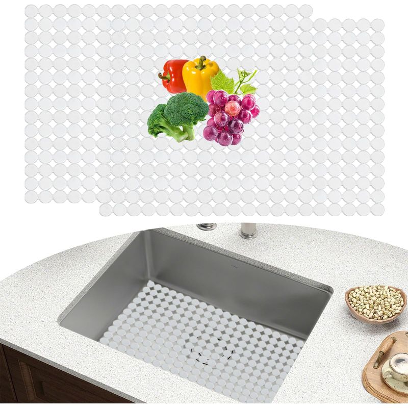 2er-set Spülbeckenteppiche Für Edelstahl-/keramikspülen, 30 X 40 Cm, Zuschneidbare Spülbeckenteppiche Aus Pvc, Abtropfteppich Für Küchenspüle, Transparent
