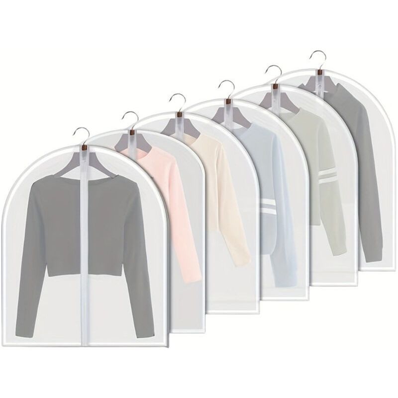 Transparente Kleiderhüllen Zum Aufhängen, 6er-pack Anzugtaschen, Staubdicht, Atmungsaktiv, Aus Peva Mit Durchgehendem Reißverschluss, Für Die Aufbewahrung Im Kleiderschrank, 60 X 80 Cm