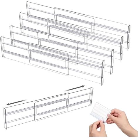 4 Stück Verstellbare Schubladentrenner, Ausziehbar Von 27,5 Bis 52 Cm, Verstellbare Schubladenorganizer Für Küchenutensilien, Küche, Waschtisch, Badezimmer Und Make-up