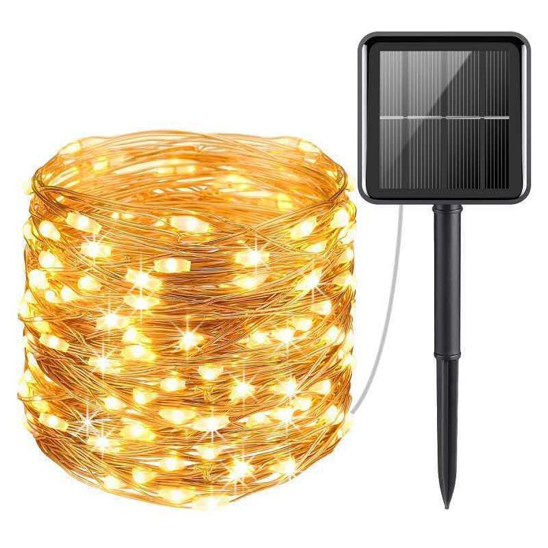 Solare Lichterkette, 10 M, 100 Leds, 8 Modi, Ip65-schutz, Geeignet Für Weihnachtsbäume, Gärten, Balkone, Dekorationen