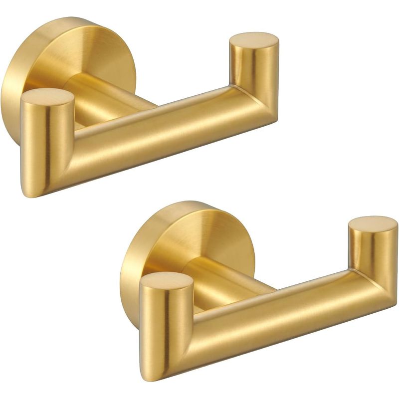 2 Stück Wandhaken Aus Edelstahl Sus 304 Für Bademantel, Handtuchhalter Badezimmer, Küchentuchhalter, Kleiderhaken, Wandbefestigung, Mantel, Schlafzimmer (gold)