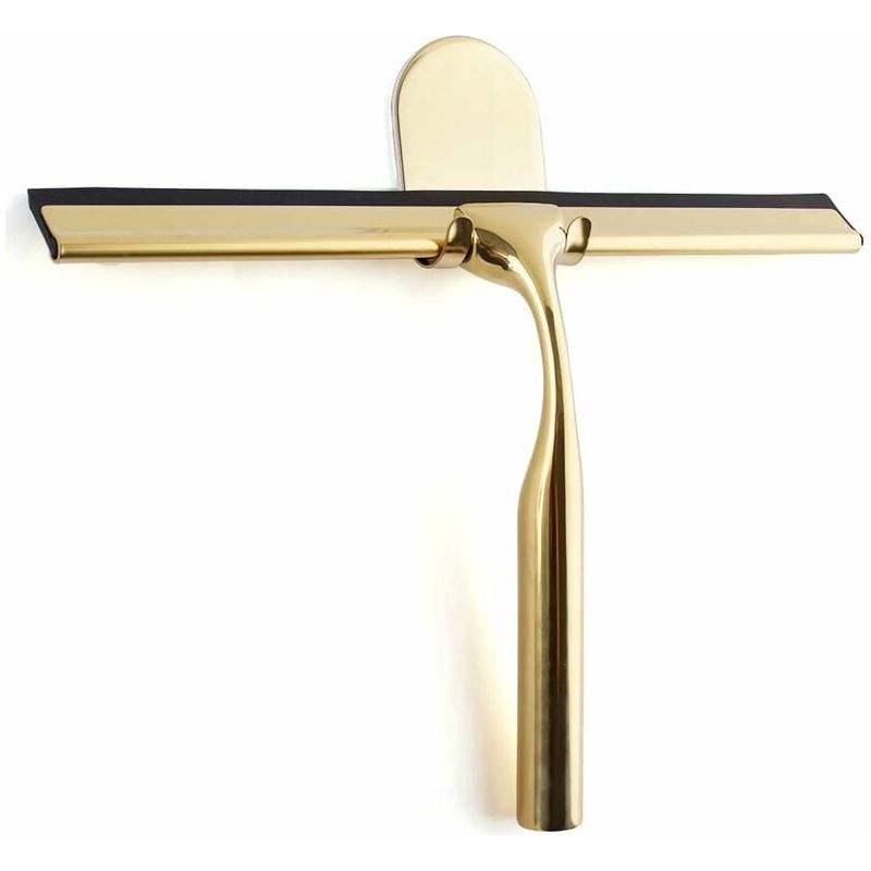 Goldene Edelstahl-duschabzieher Für Badezimmer, Breiter Glasduschabzieher [9,8''], Hochwertiges Silikon, Duschabzieher Mit Halterung Ohne Bohren, Für Dusche Und Badezimmer