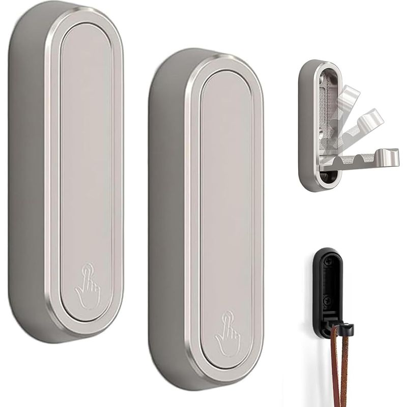 2 Stück Klappbare Wandhaken, Wandhaken Aus Aluminium, 90-grad-klapphaken, Unsichtbare Kleiderhaken Für Büro, Küche, Schlafzimmer, Badezimmer