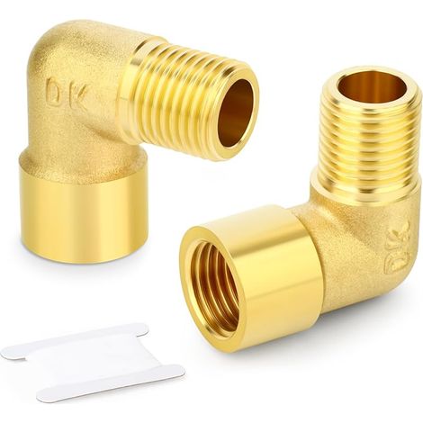 2 Stück 90-grad-winkel Aus Massivmaterial, 1/8 Zoll Bsp Außengewinde Auf 1/8 Zoll Bsp Innengewinde Messing-rohrfitting