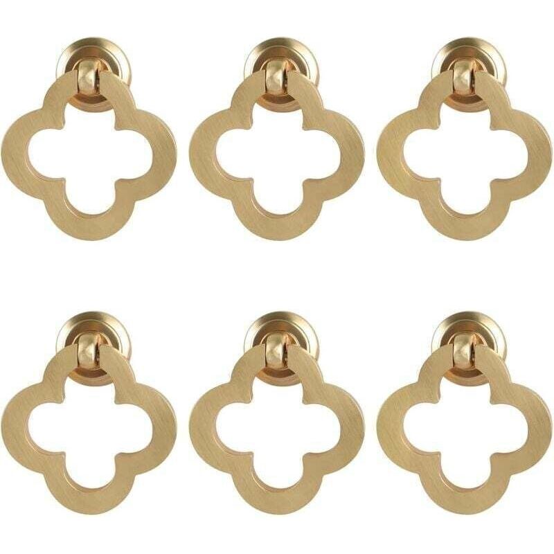 6 Stück Goldene Blumen-schrankknöpfe, Schrankgriff Aus Gebürstetem Messing, Zinklegierung, Schubladenknöpfe, Möbelbeschläge Für Küchenschränke, Schubladen, Schranktüren, F