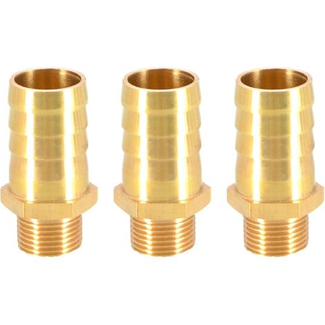 Satz Von 3 Gewellten Schlauchanschlüssen Aus Messing, 19 Mm Auf Bsp-außengewinde, Schlauchadapter