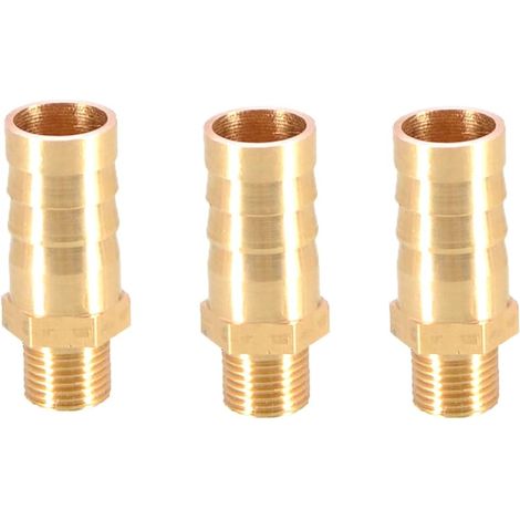 Satz Von 3 Gerippten Schlauchanschlüssen Aus Messing, 12 Mm Auf 1/8" Bsp Außengewinde, Schlauchadapter