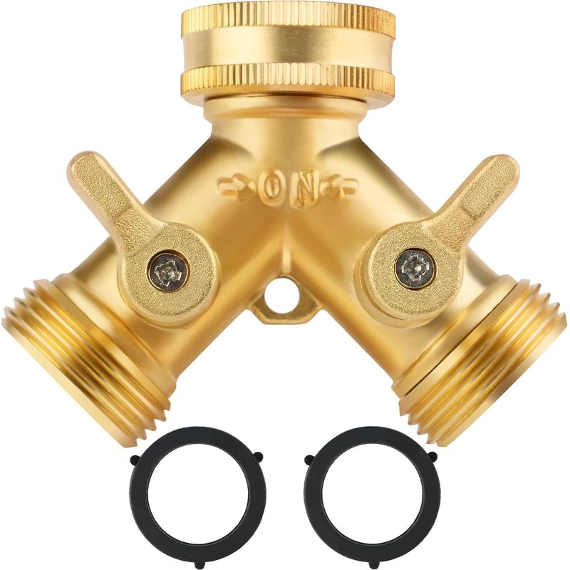 Doppelter Wasserhahnadapter, 3/4" 2-wege-y-verbindung Für Gartenschlauch Mit Unabhängigen Ein-/aus-ventilen Zum Anschluss Von 2 Geräten Für Gartenwasserhahn