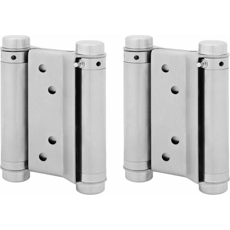 2x Paar Scharniere Für Pendeltüren, Doppelfeder Aus Edelstahl, Saloon Western, 75 Mm