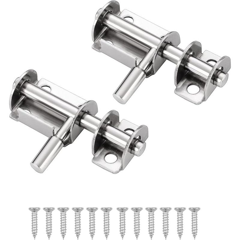 2 Stück Türriegel Aus Edelstahl, Mini-schiebetürverriegelung, Geeignet Für Gartentüren, Fenster Und Lagerhallen (silber)
