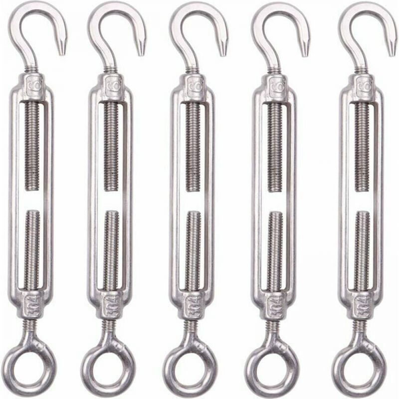 5er-set M6 Edelstahl-seilspanner 6mm, Zaunspanner Mit Haken, Einstellbare Spannschloss Aus Rostfreiem Stahl 304 Für Seile, Kabel, Wäscheleinen, Garten Und Maschendrahtzäune