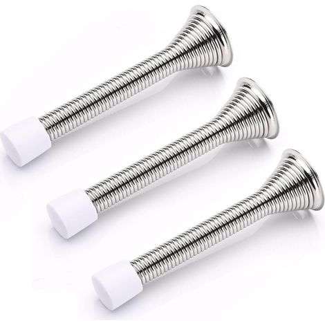 3er-set 85 Mm Federtürstopper, Wand-federtürstopper, Gedämpfte Türanschläge Mit Sockelleiste