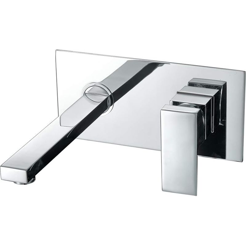 Wandmontierter Badezimmer-wasserhahn, Waschbeckenmischer, Warm Und Kalt, Auslaufsicher, Messing, Chrom, Quadratisch – Waschtischwasserhahn