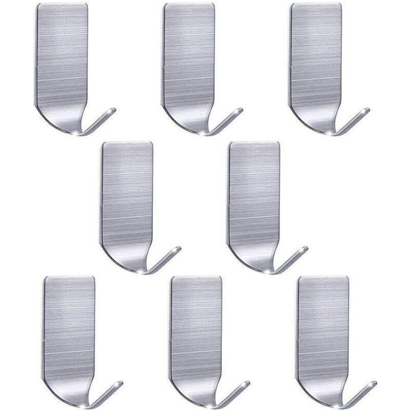 Starke Haken Wandhaken Aus Edelstahl, Wasserdicht, Für Kleider, Handtücher, Schlüsselanhänger, Taschen, Weihnachtsbeleuchtung – Küche, Wohnzimmer, 8er-pack