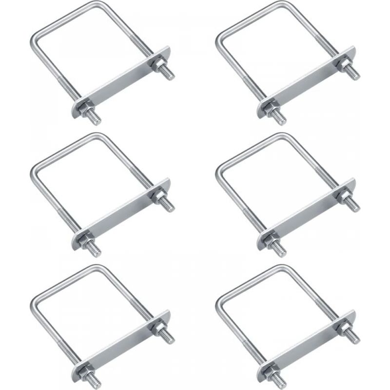 6 Stück U-bolzen, M6 U-schrauben, U-bolzen Aus Edelstahl Mit Muttern, Unterlegscheiben Und Runden Platten, Klemmbolzen Zur Befestigung Von Rohren (rechtwinklig 80x50mm)