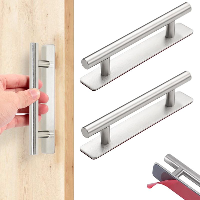 Möbelgriff, 2 Selbstklebende Türgriffe, Küchengriff Aus Edelstahl, Türgriff Für Küche, Geeignet Für Schubladen Von Schränken, Schranktüren (silber, 76 Mm)