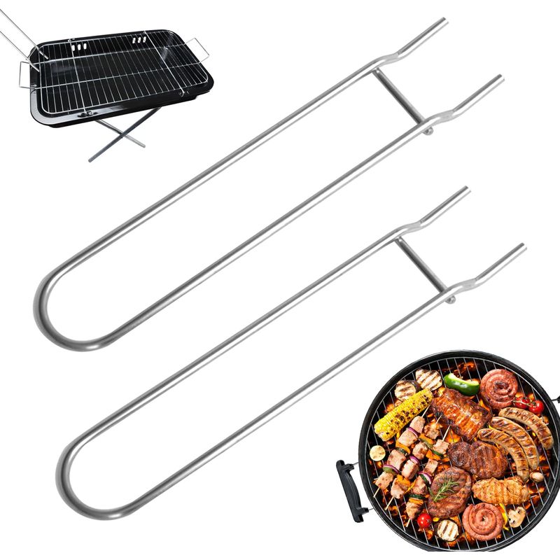 2-teiliger Grillrostheber, Bbq-zubehör, Grillrostabdeckung, Top-grill-rostheber, Hitzebeständiger Grillrostheber Zum Bewegen Heißer Rostzubehörteile