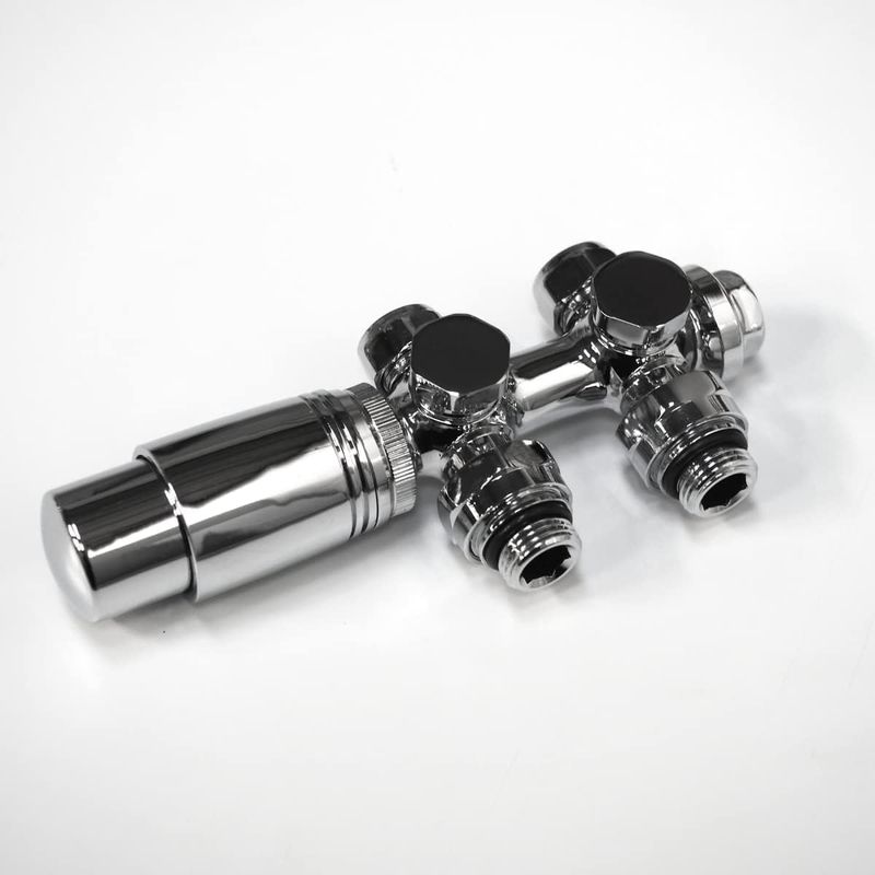 Multiblock-set Für Heizkörper - Nabenabstand 50 Mm - Thermostat - Thermostatischer Heizkörperventil - Heizungsaccessoires (verchromt)