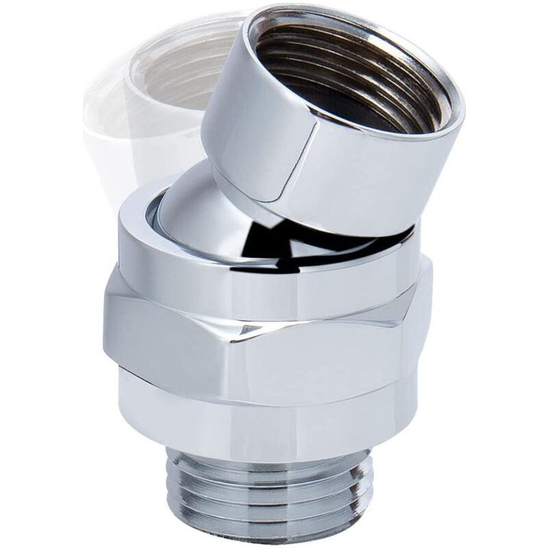 Drehbarer Duschkopf-adapter, Massivmessing-duschanschluss, Kugelgelenk, Universell Verstellbarer Duscharmverlängerer (chromglänzend)