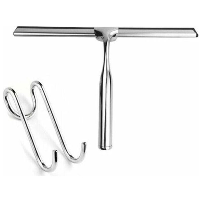 Duschabzieher Aus Edelstahl, 26 Cm, Mit Haken, Ohne Bohren, Für Badezimmer, Spiegel, Glas Und Fliesen.