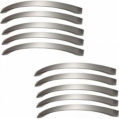 Set Aus 10 Küchenmöbelgriffen – Verchromt – Gebürstete Nickel-türgriffe, Edelstahl-küchengriffe, Lochabstand 160 Mm