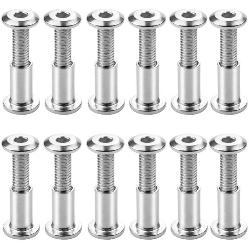 12er Set Schraubverbindungen M6 X 20mm, Verbindungsschrauben Mit Innensechskant-schaftschrauben, Flache Kopf-verbindungsschrauben Mit Hülsmutter Zum Verbinden Von Schränken Und Regalen