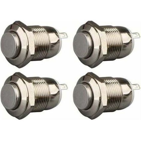 4 Stück 12mm 3a 12v/24v/125v/250v Ac Selbsthaltender Wasserdichter Edelstahl-drucktaster Ein/aus-schalter (hoher Kopf)
