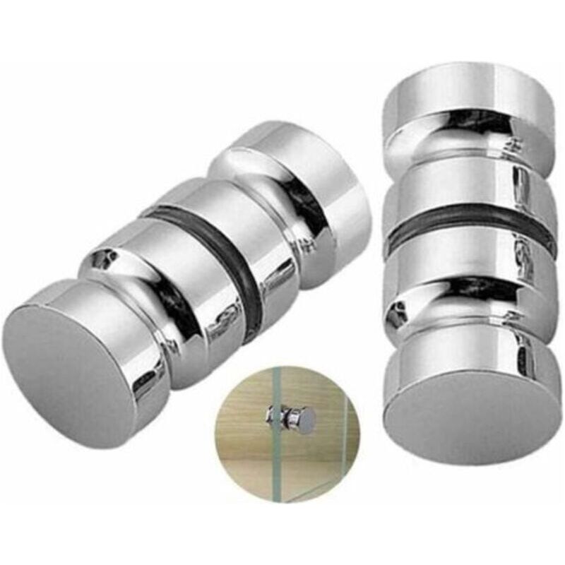 2er-set Duschtürgriffe, 30 Mm Badtürgriffe, Ersatzgriffe Aus Poliertem Chrom, Runde Glastürgriffe Aus Langlebigem Edelstahl