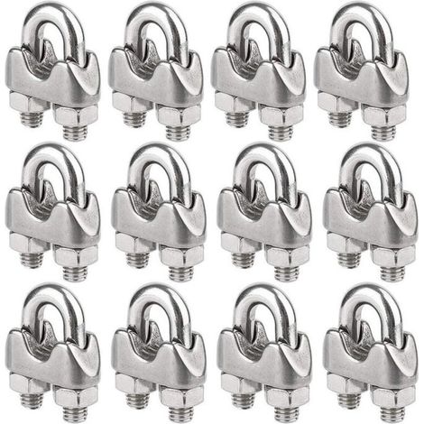 Satz Von 12 Edelstahl-kabelklemmen Für Drahtseile Mit 4 Mm Durchmesser (m4)