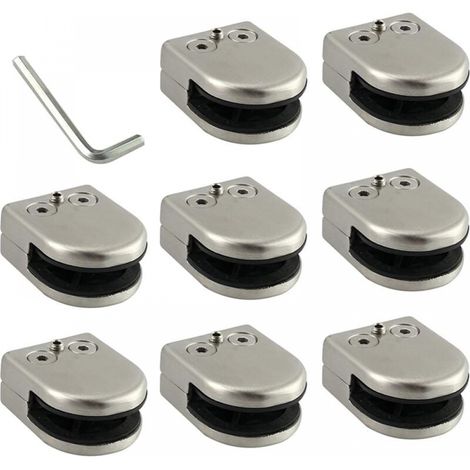 8er-set Edelstahl-glaszangen 304, 6-8 Mm, Glasclip, Halterung Mit Flacher Rückseite, Verchromte Ausführung Für Geländer