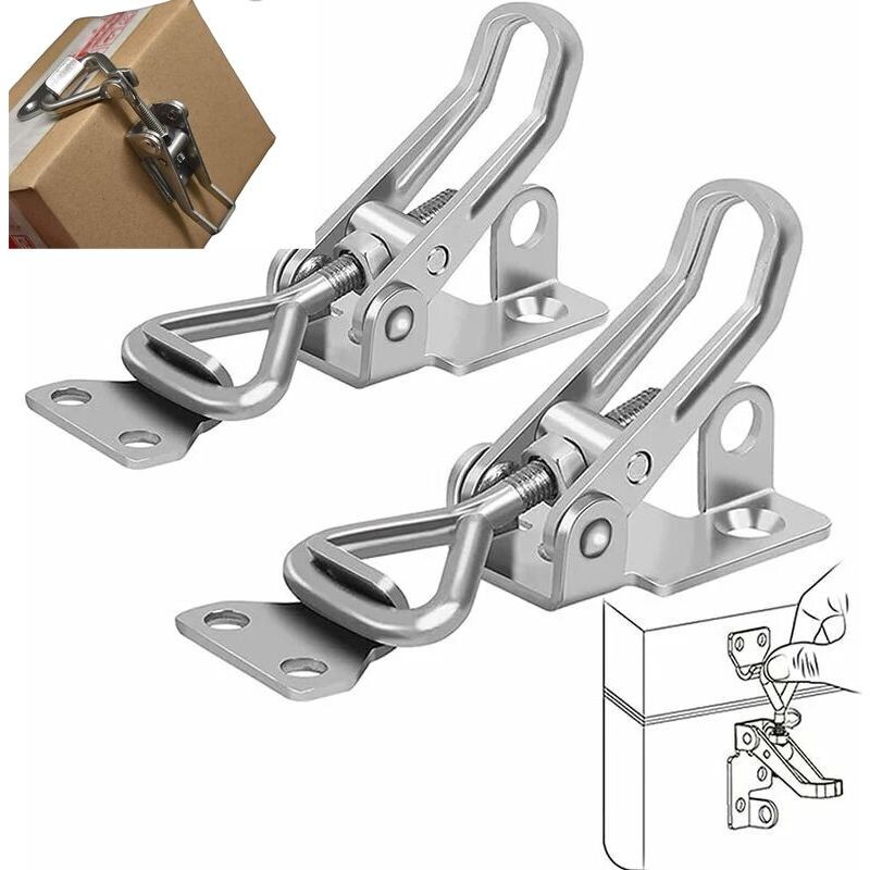 Metallischer Kipphebel Aus Eisen – 2 Stück – Rostfrei – Einstellbare Schnalle Zur Befestigung Von Türen Und Schränken