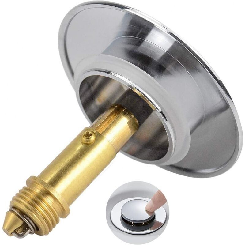 Pop-up-ablassstopfen Aus Massivem Messing 36–39 Mm – Chromfinish – Dichtung Mit Silikonring – Einfache Installation