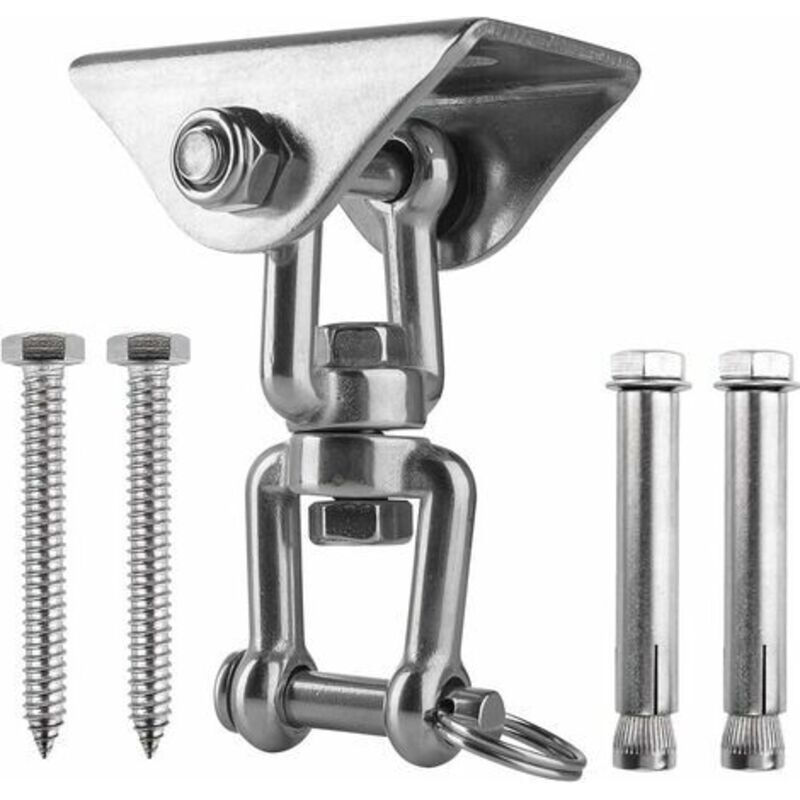 Innovative Deckenhaken Aus 304 Edelstahl, 500 Kg Tragfähigkeit, 360° Drehbar, Befestigung Für Beton Und Holz, Geeignet Für Hängesessel, Lampen, Hängematten Und Yoga, Inklusive 4 Schrauben