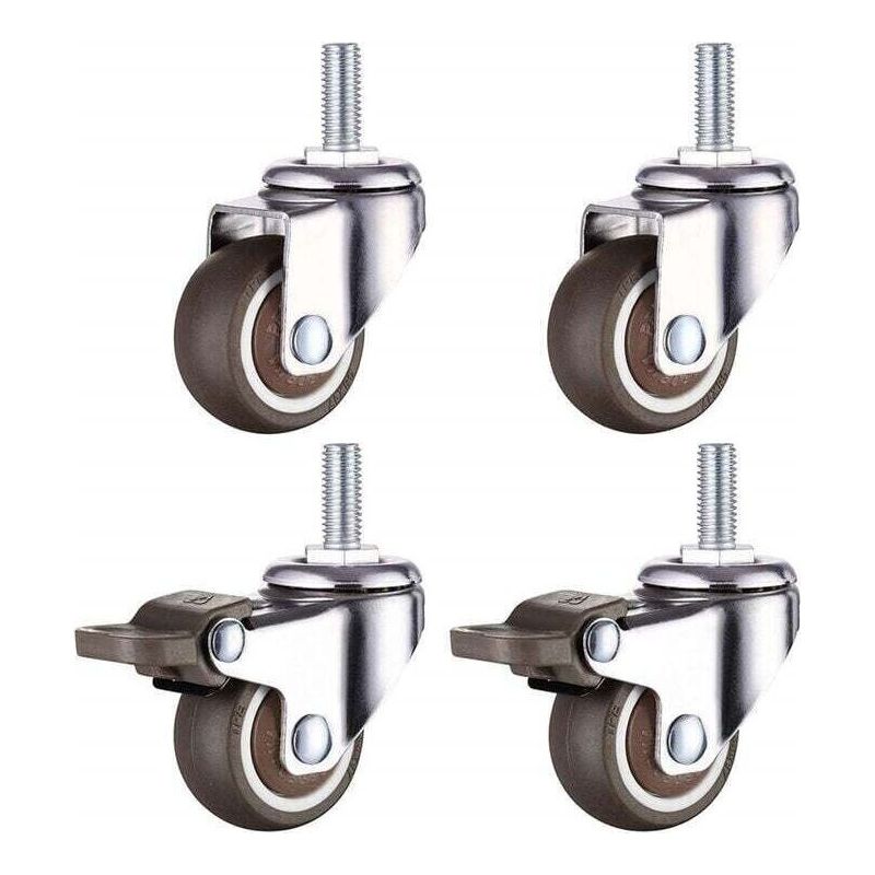 4 Möbelrollen Mit 2 Bremsen - 4 Robuste Möbelrollen - Gewinde 38 Mm M8 X 20 Mm, Gesamttragkraft 22 Kg X 4 - Lenkrollen, Transportrollen, Rollen