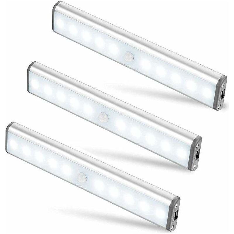 3er-set Led-lampen Mit 10 Leds, Kabellos, Usb-aufladbar, Magnetisch, Bewegungsmelder, 2 Lichtmodi, Tragbar. Schrankbeleuchtung, Notfallleuchte, Kinder-nachtlicht, Zusatzbeleuchtung
