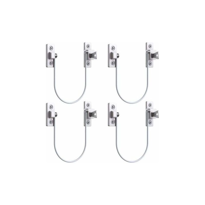 4 Stück Tür- Und Fensterbegrenzer, Sicherheitsverriegelung Mit Kabel Und Schlüssel Für Upvc