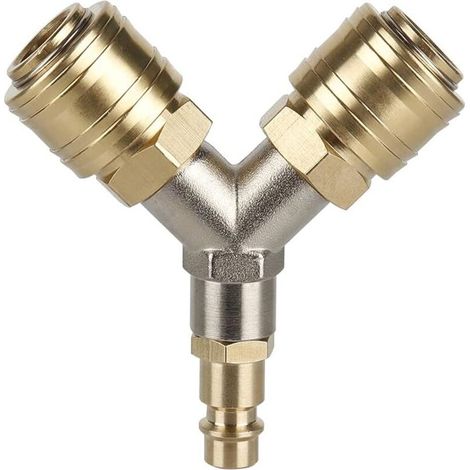 Druckluft-steckverbinder 1/4, Druckluftverteiler Aus Messing, 3-wege-euro-schnellkupplung, Pneumatische Zubehörteile Für Kompressorschläuche