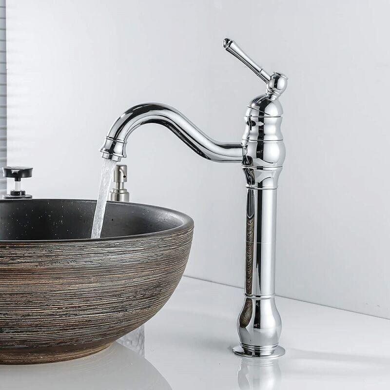 Retro Schwenkbarer Waschtischmischer 360° Einhebelmischer Badezimmer Hoher Auslauf Kalt- Und Warmwasser Chrom Verfügbar