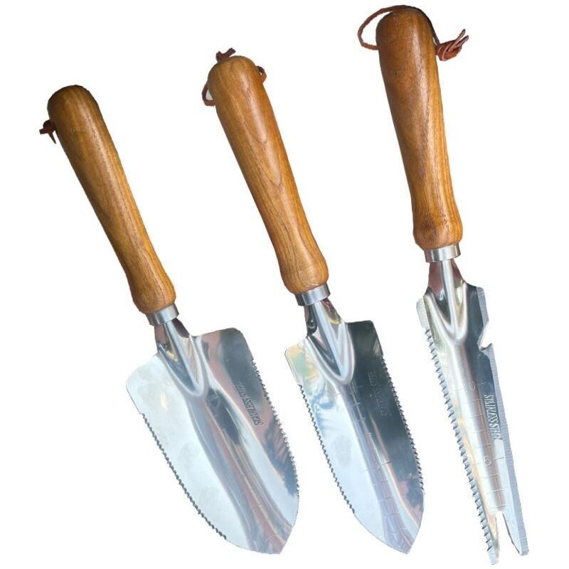 Manuelles Unkrautentfernungs-werkzeug Mit Holzgriff Und Edelstahlkopf Mit Messskala, 3-teiliges Unkrautstecher-set Zum Jäten, Pflanzen Von Gemüse Und Blumen, Graben Und Beschneiden