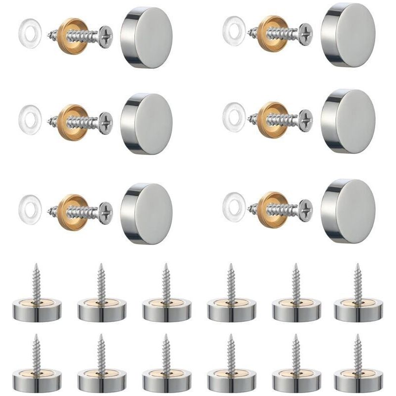 Set Aus 20 Gebürsteten Edelstahlschrauben Mit Dekorativen Kappen Für Spiegel, Tische, Teller, Schränke, Glasplatten, Silber, 14 Mm