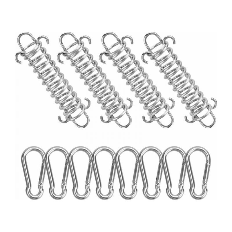 4pcs Schattensegel-federn Und 8pcs Kleine Karabiner, Befestigung Für Schattensegel, Seilspannfeder Mit Schlaufe Für Zelt, Camping, Outdoor, Wandern, Reisen, Picknick