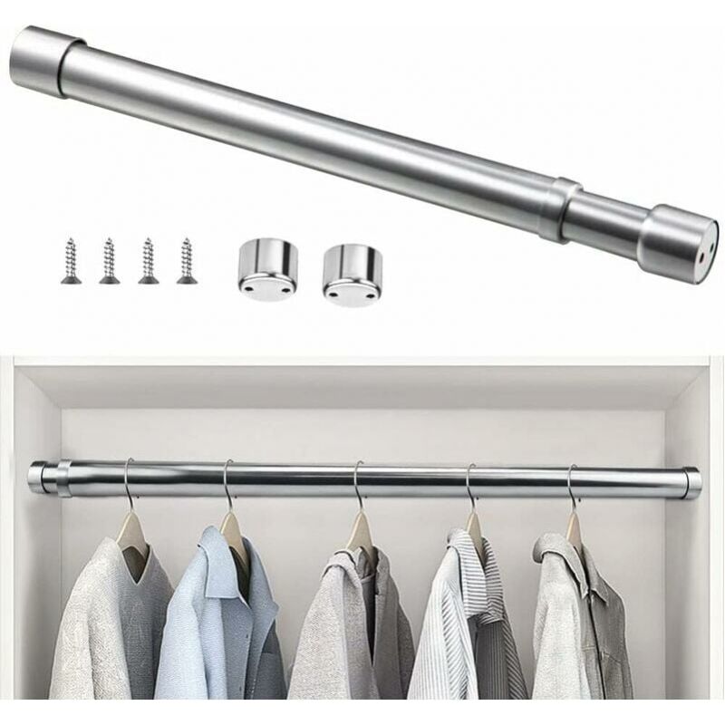 Edelstahl-kleiderstange, Ausziehbar 31 Cm Bis 51 Cm, Teleskopische Gardinenstange, Verstellbares Kleiderstangenrohr, Korrosionsbeständig Für Kleiderschrank, Badezimmer, Küche, Schlafzimmer