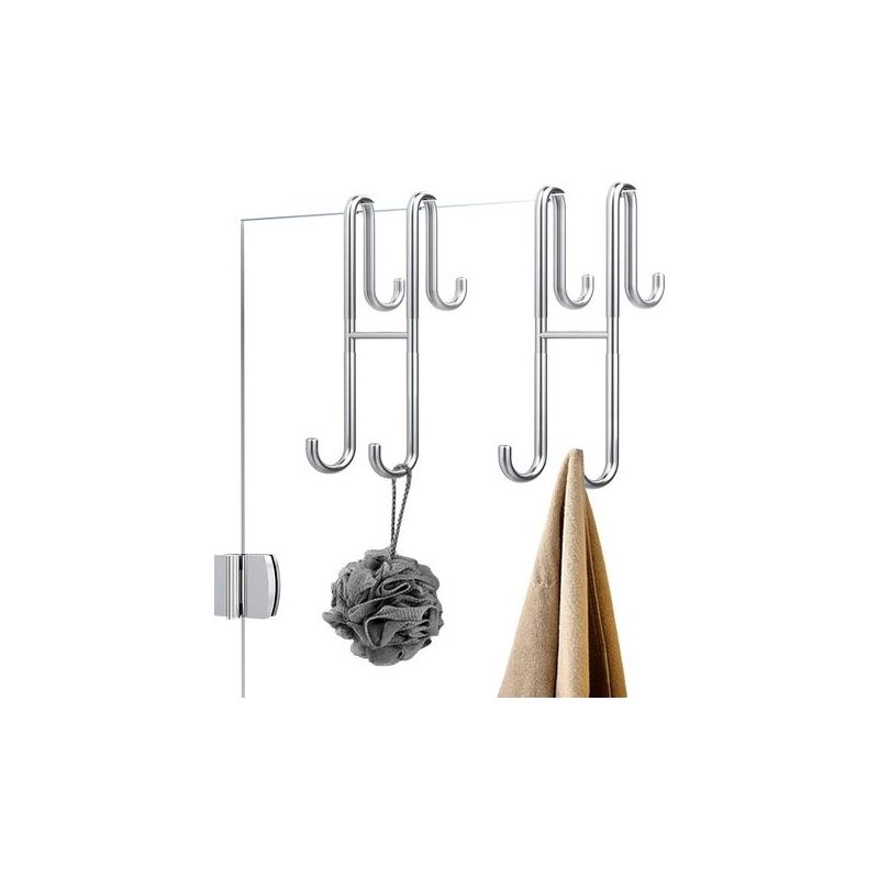 Duschvorhang Ohne Bohren, Haken Für Duschwand Mit Gummischutz, Halter Für Duschabzieher, Handtücher Für Badezimmer, Rahmenlos, Edelstahl, Silberfarben