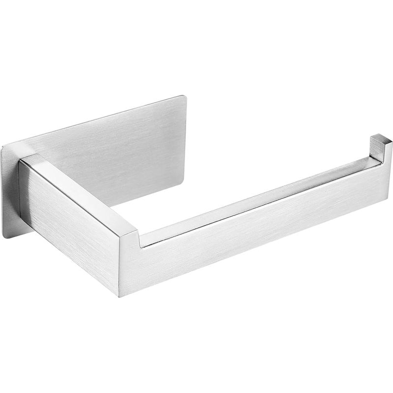 Toilettenpapierhalter, Selbstklebender Edelstahl Sus 304 Toilettenpapierständer Ohne Bohren, Quadratischer Rollenhalter Für Badezimmer, Wc Und Küche, Gebürstetes Silber