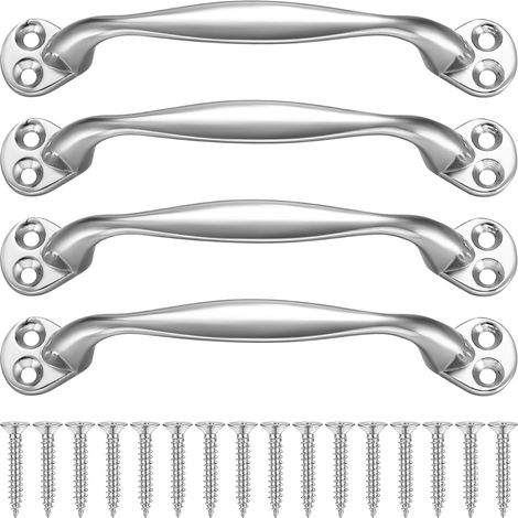 Satz Von 4 Retro-bogenförmigen Griffen Für Schiebetüren, Für Gartentor, Garage, Gartenhaus, Schrank, Mit Schrauben, 129 Mm (silber)