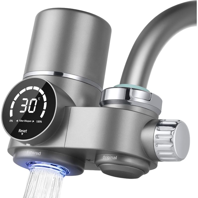 Wasserhahnfilter, Wasserfiltersystem Mit Led-anzeige, Enthält 1 Filterkartusche, 8 Filterschichten, Entfernt Verunreinigungen, Chlor, Bleichmittel, Würmer, Einfache Installation